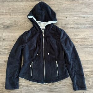 Guess Suede Sherpa Lined Hooded Jacket Medium